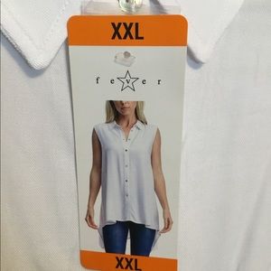 Fever high-low button up tank top